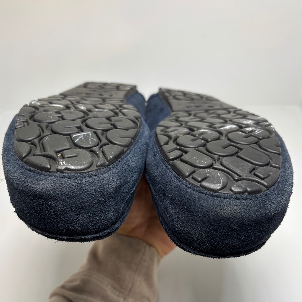 UGG Men’s Suede Loafer Slippers Navy Blue Shearling Lined Size 12 - Picture 8 of 15